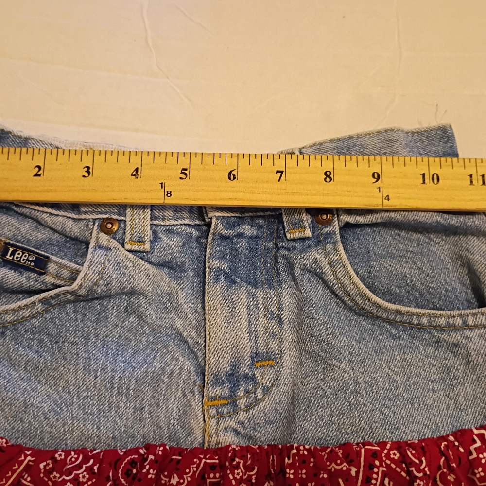 VTG Lee Girls Denim Skirt with Red Bandana Ruffle Sz 6 - Picture 4 of 5